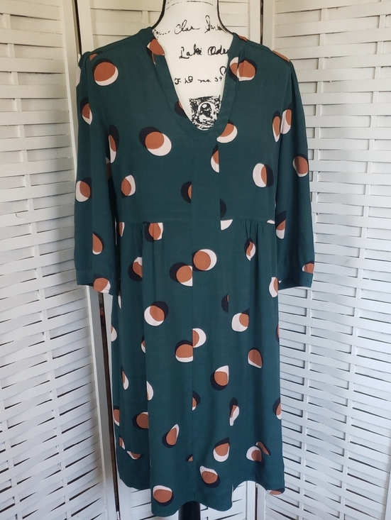 Boden Dresses & Skirts - Boden Green Polka Dot V-Neck Women's Dress 12 L US SIZE